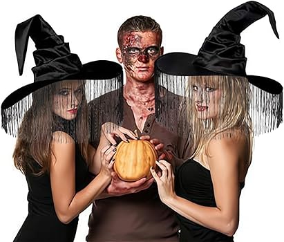 Amazon.co.jp: [jbluelover] ハロウィン 魔女 帽子 フリンジ付き